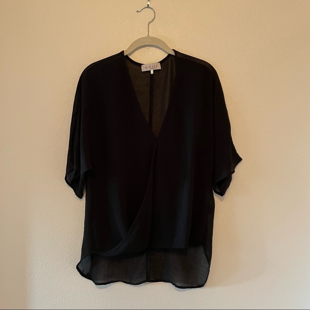 WAYF Black chiffon swim cover up